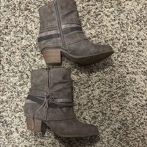 Women's Taupe Ankle Boots with Low Block Heel